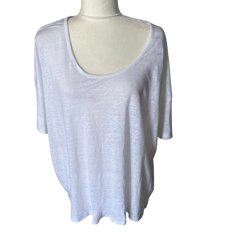 J.Crew 100% Linen Relaxed Tee White Color Size Medium - Picture 3 of 10